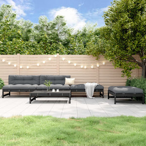 5-tlg. Garten-Lounge-Set Schwarz Massivholz Kiefer