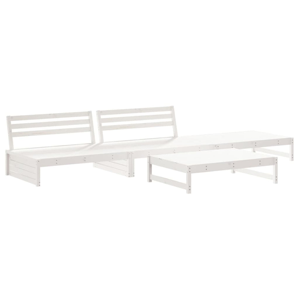 vidaXL 4-piece Garden Lounge Set White Solid Pine Wood