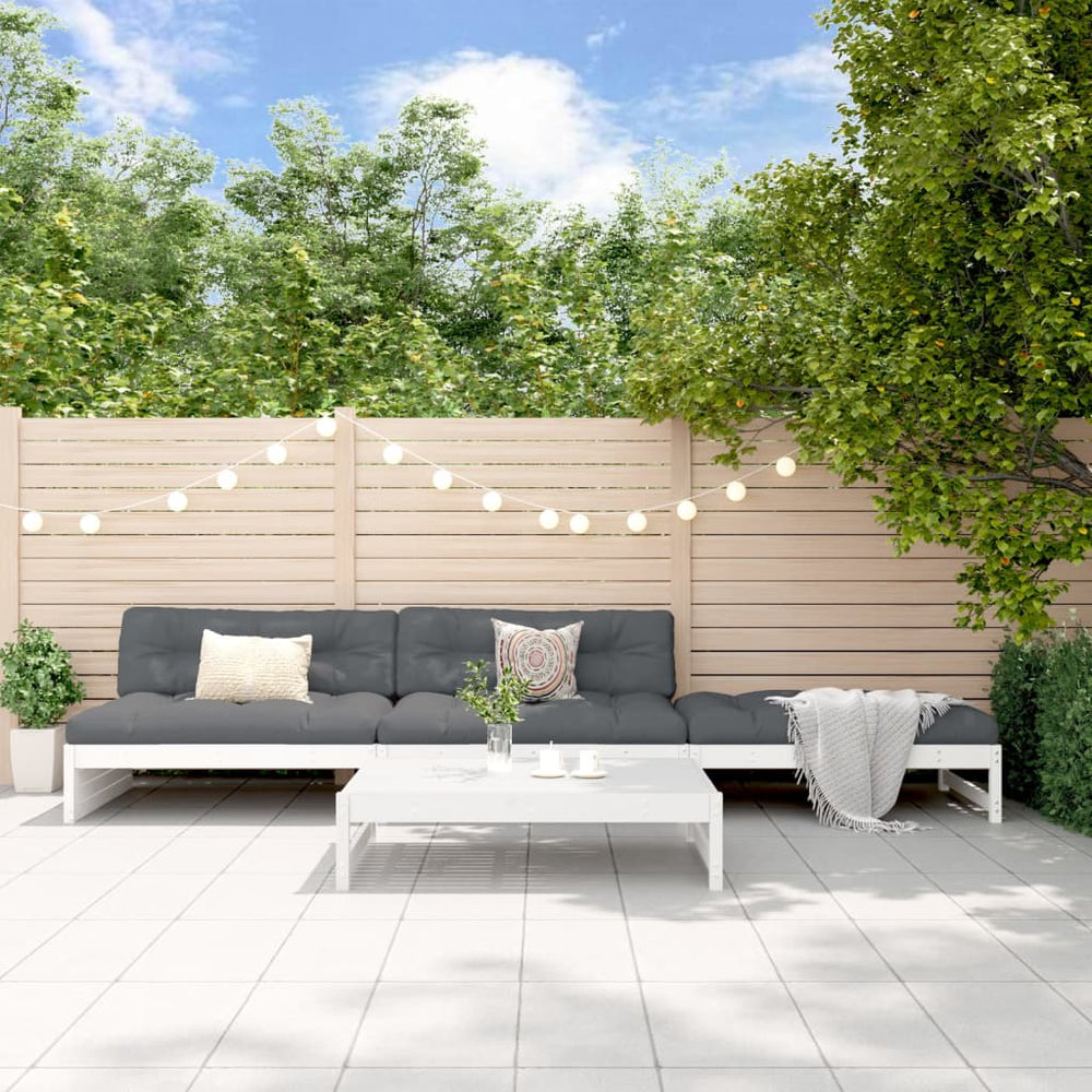 vidaXL 4-piece Garden Lounge Set White Solid Pine Wood