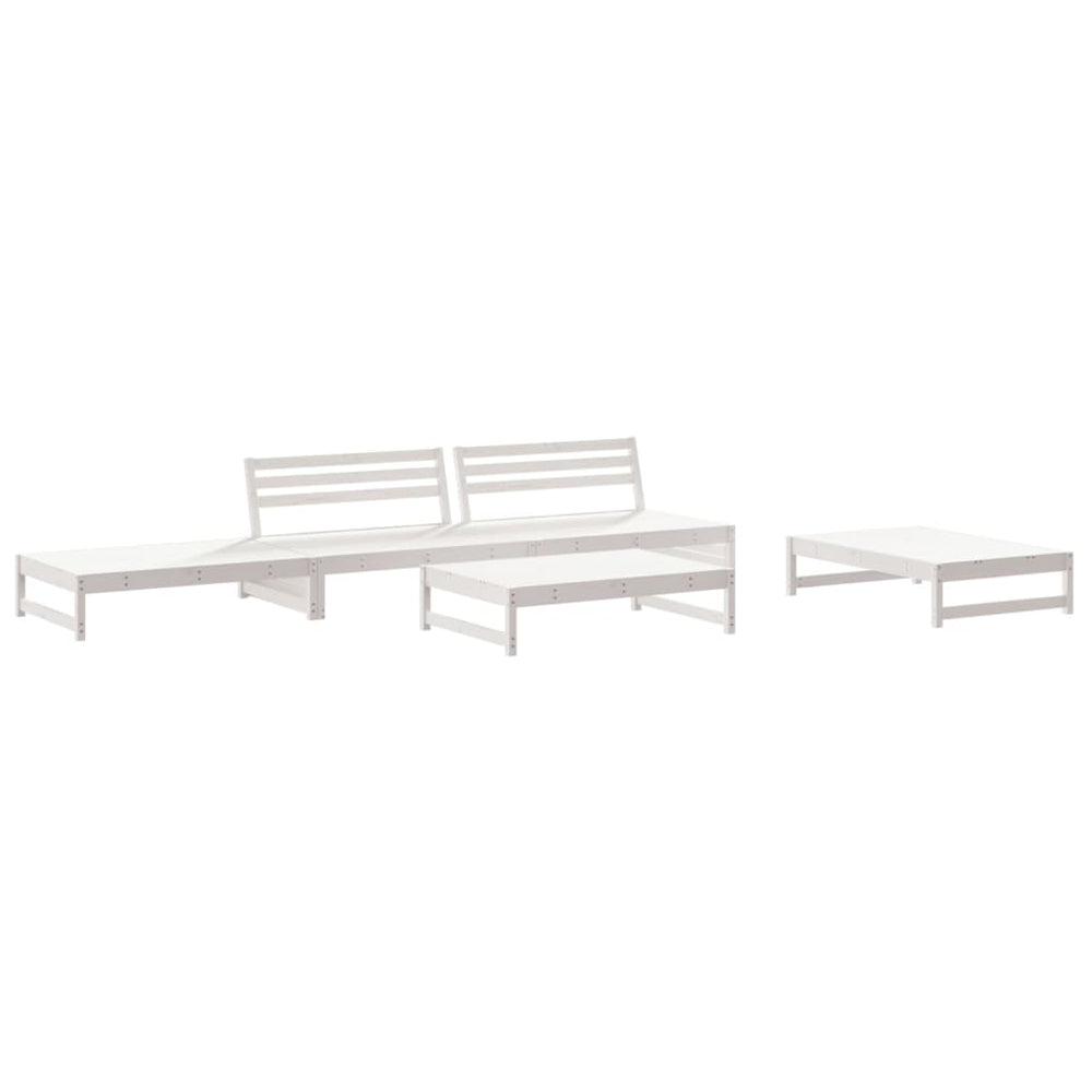 vidaXL 5-piece Garden Lounge Set White Solid Pine Wood
