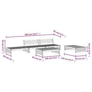 5-tlg. Garten-Lounge-Set Massivholz Douglasie