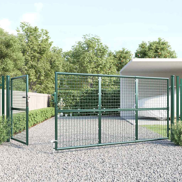 Maschen-Gartentor Grün 350x125 cm Verzinkter Stahl