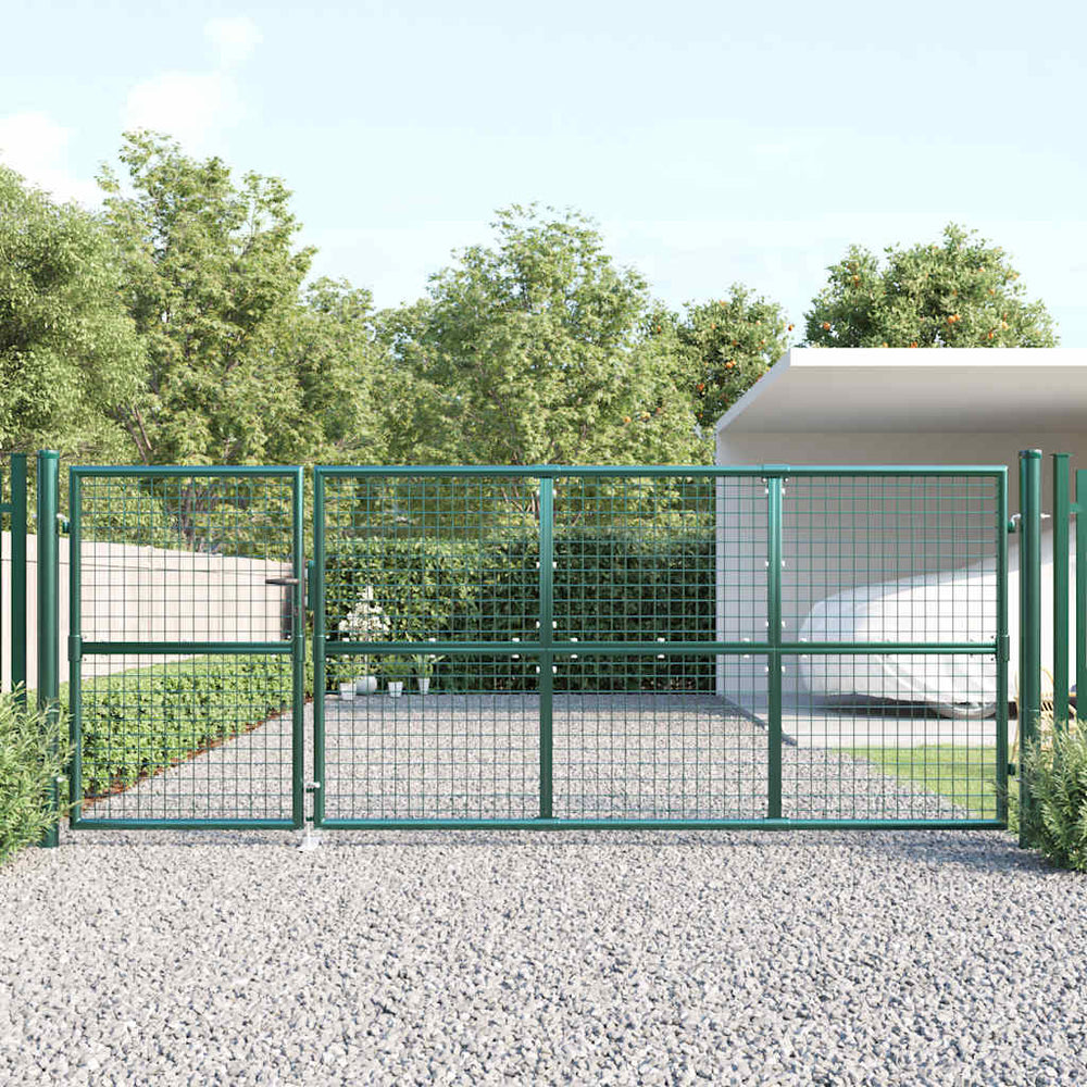 vidaXL Portail de jardin en grillage vert 350x125 cm Acier galvanisé