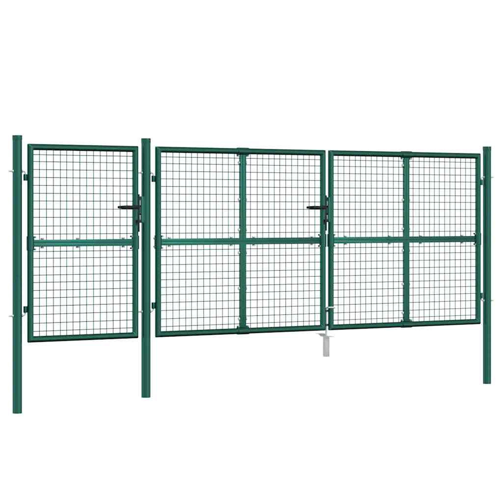 vidaXL Portail de jardin grillagé vert 400x125 cm Acier galvanisé