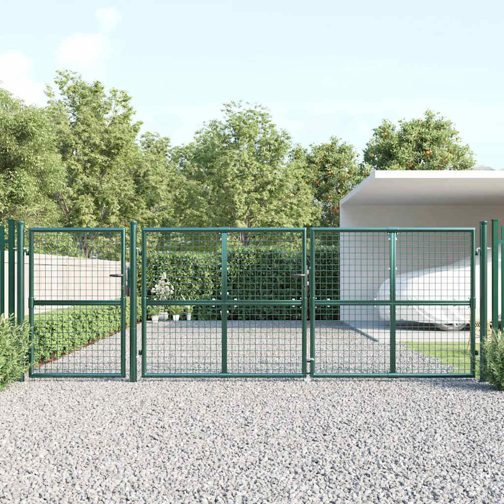 vidaXL Portail de jardin grillagé vert 400x125 cm Acier galvanisé