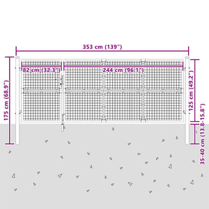 Maschen-Gartentor Anthrazit 350x125 cm Verzinkter Stahl