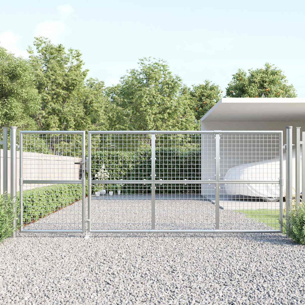vidaXL Portail de jardin grillagé Argent 350x125 cm Acier galvanisé