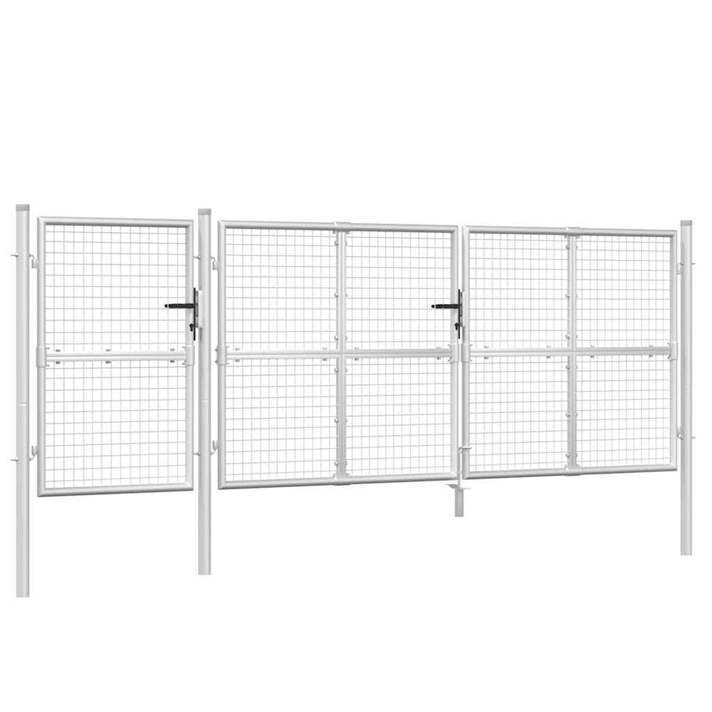 vidaXL Portail de jardin en grillage argenté 400x125 cm Acier galvanisé