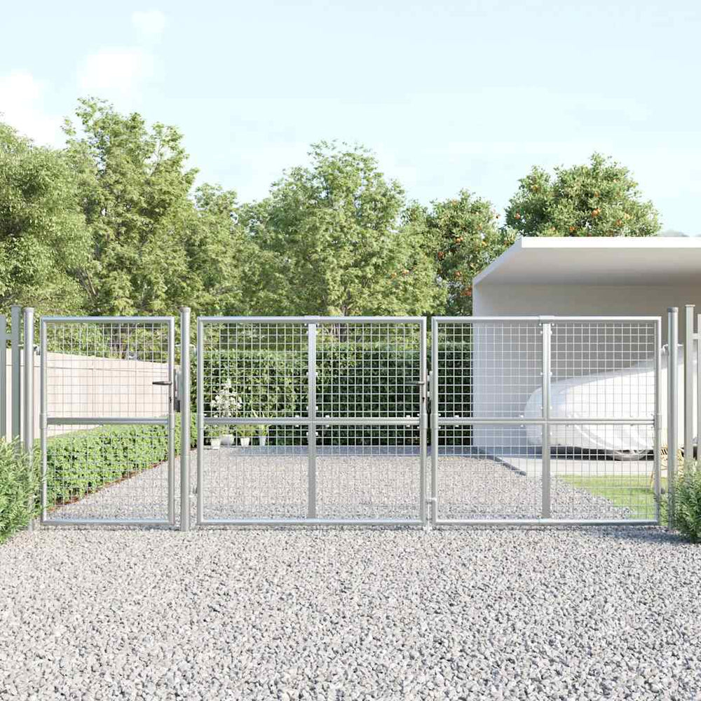 vidaXL Portail de jardin en grillage argenté 400x125 cm Acier galvanisé