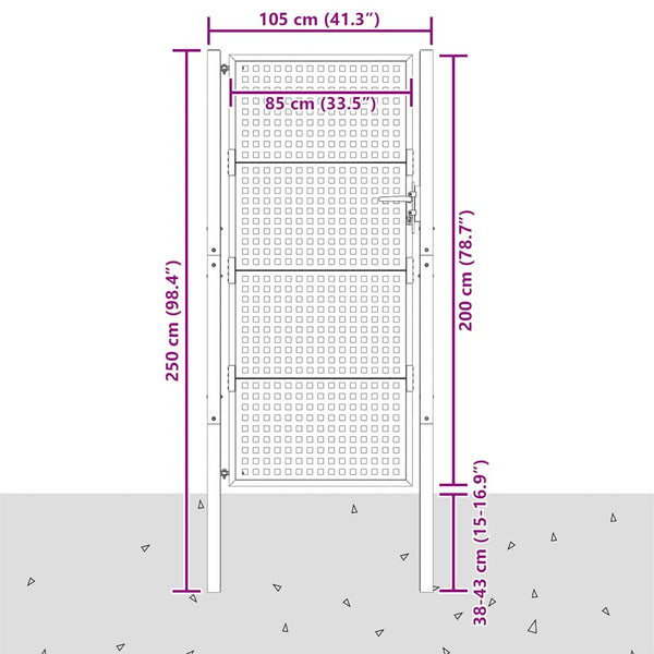 vidaXL Portail de jardin Anthracite 100x200 cm Acier