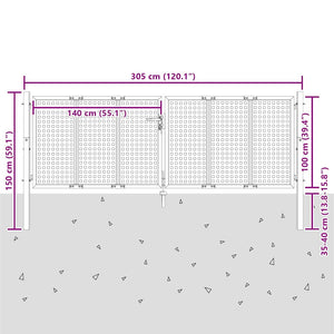 vidaXL Portail de jardin anthracite 300x100 cm acier