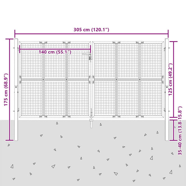 Gartentor Anthrazit 300x125 cm Stahl