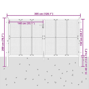 Gartentor Anthrazit 300x150 cm Stahl