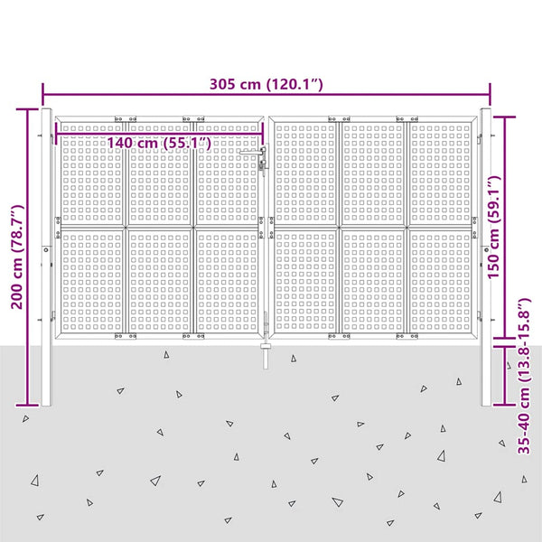 Gartentor Anthrazit 300x150 cm Stahl