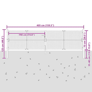 Gartentor Anthrazit 400x125 cm Stahl
