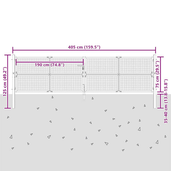 Gartentor Anthrazit 400x125 cm Stahl