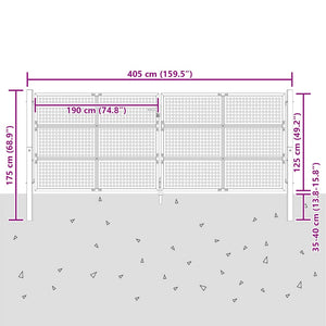 Gartentor Anthrazit 400x125 cm Stahl