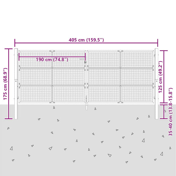 Gartentor Anthrazit 400x125 cm Stahl
