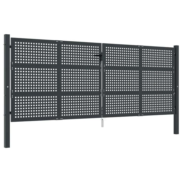 vidaXL Portail de jardin anthracite 400x150 cm acier