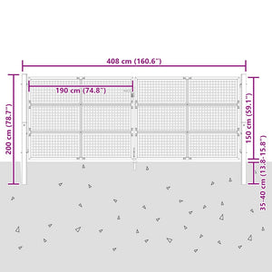 vidaXL Portail de jardin anthracite 400x150 cm acier