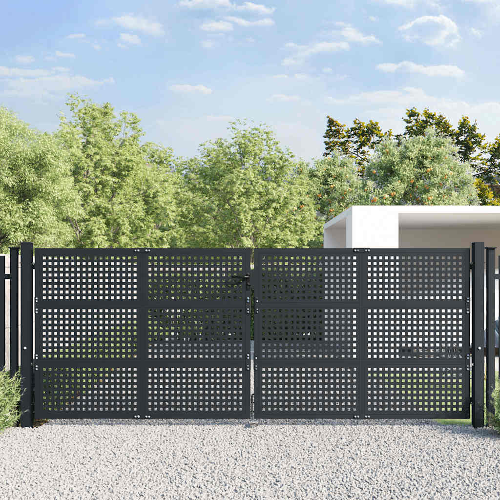 vidaXL Portail de jardin anthracite 400x150 cm acier
