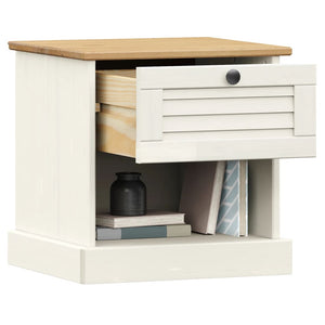 vidaXL Table de chevet VIGO blanche 42x35x42 cm en pin massif