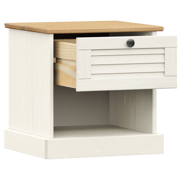 vidaXL Table de chevet VIGO blanche 42x35x42 cm en pin massif
