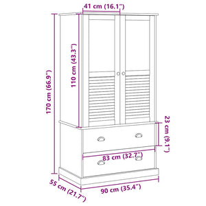 Kiefer Kleiderschrank Massivholz 90x170 cm