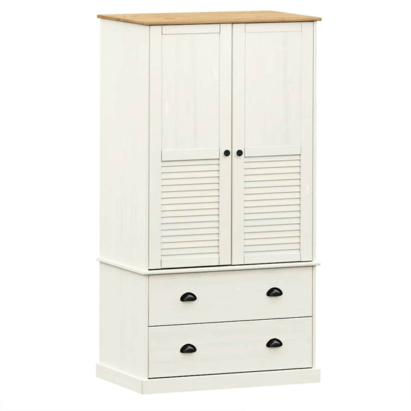 Weißer Kleiderschrank Kiefer Massivholz 90x170cm