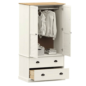 Weißer Kleiderschrank Kiefer Massivholz 90x170cm