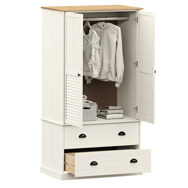 Weißer Kleiderschrank Kiefer Massivholz 90x170cm