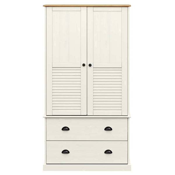 Weißer Kleiderschrank Kiefer Massivholz 90x170cm