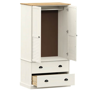 Weißer Kleiderschrank Kiefer Massivholz 90x170cm