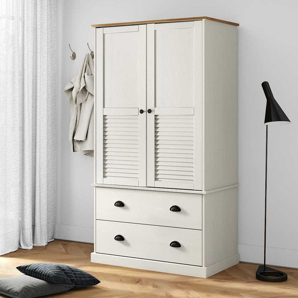 Weißer Kleiderschrank Kiefer Massivholz 90x170cm