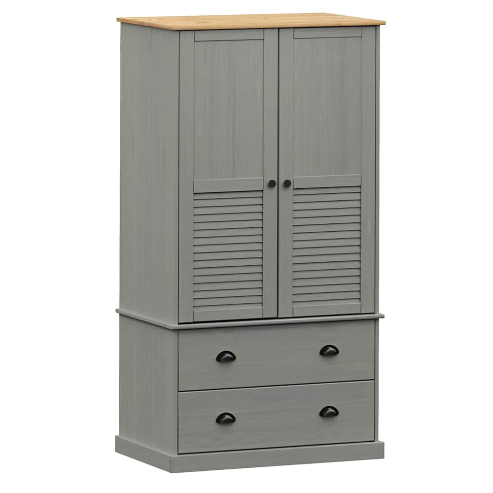 Grauer Kleiderschrank VIGO Kiefer Massivholz 90x170 cm
