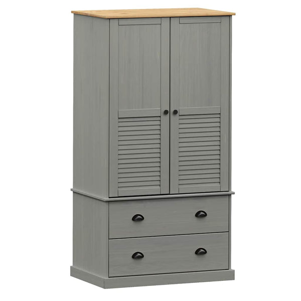 Grauer Kleiderschrank VIGO Kiefer Massivholz 90x170 cm