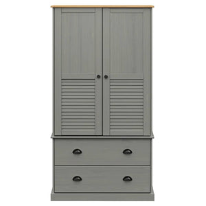 Grauer Kleiderschrank VIGO Kiefer Massivholz 90x170 cm