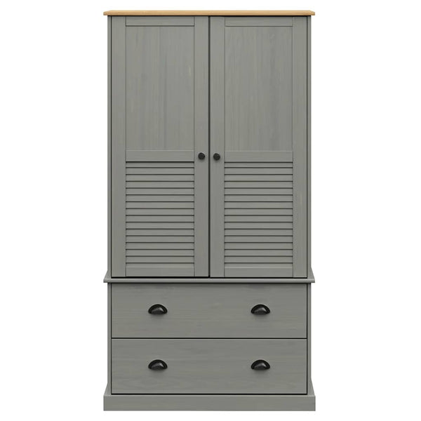 Grauer Kleiderschrank VIGO Kiefer Massivholz 90x170 cm