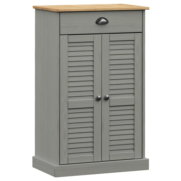 Schuhschrank Grau Kiefer Massivholz 60x96 cm
