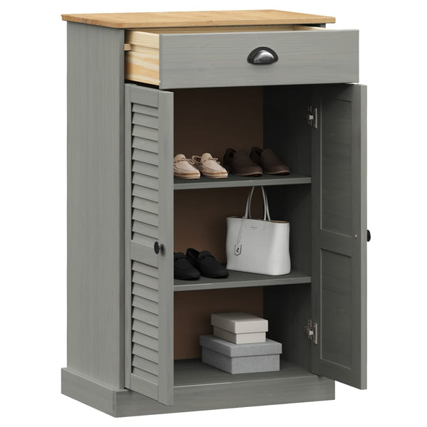 Schuhschrank Grau Kiefer Massivholz 60x96 cm