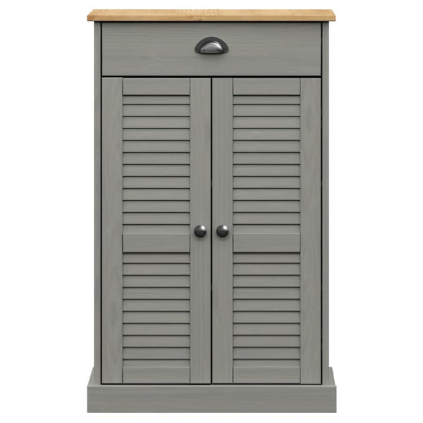 Schuhschrank Grau Kiefer Massivholz 60x96 cm