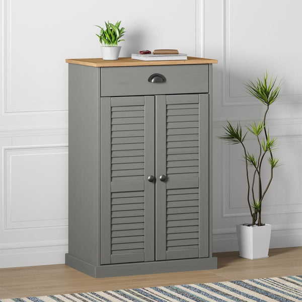 Schuhschrank Grau Kiefer Massivholz 60x96 cm