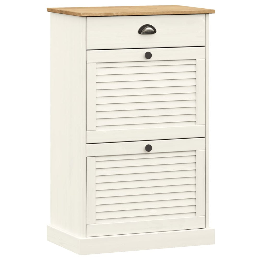 vidaXL Shoe Cabinet VIGO 60x35x96 cm White Solid Pine Wood