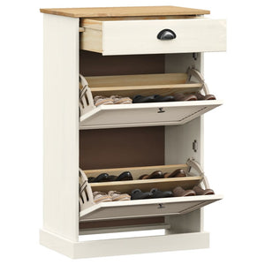 Weißer Schuhschrank Kiefer Massivholz 60 cm