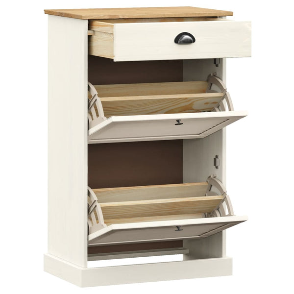 Weißer Schuhschrank Kiefer Massivholz 60 cm