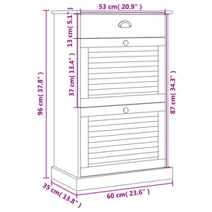 Weißer Schuhschrank Kiefer Massivholz 60 cm