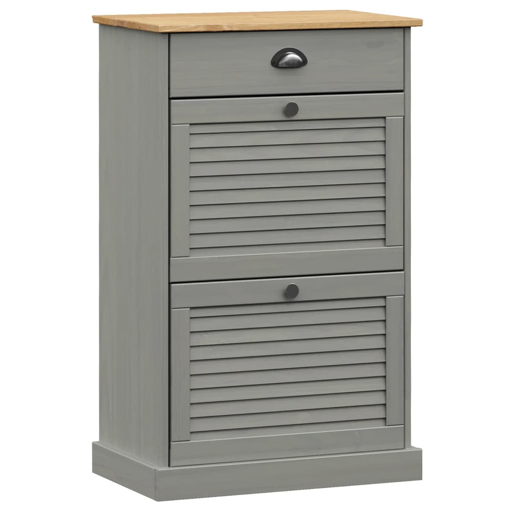 Grauer Schuhschrank Kiefer Massivholz 60 cm