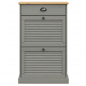 Grauer Schuhschrank Kiefer Massivholz 60 cm