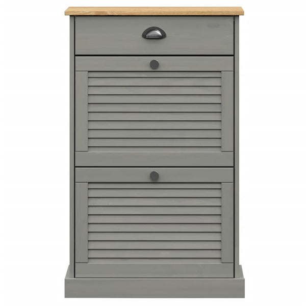 Grauer Schuhschrank Kiefer Massivholz 60 cm