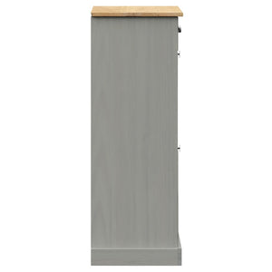 Grauer Schuhschrank Kiefer Massivholz 60 cm